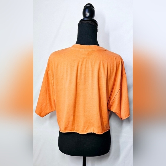 Small Orange "Play Hard" Crop Top - Picture 3 of 3